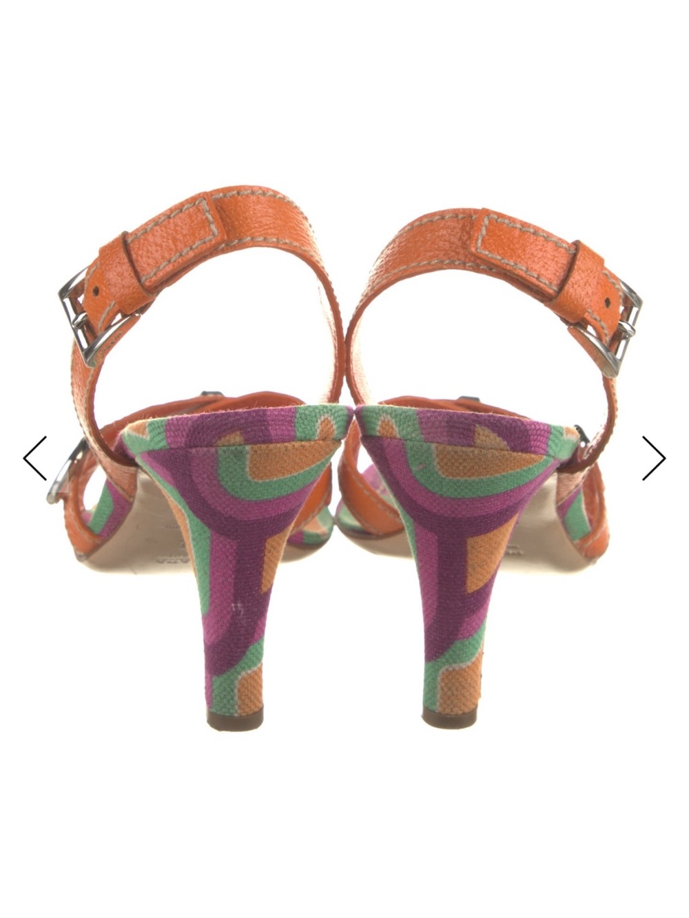 Prada Orange Y2K Multicolor Geometric Slingback Heels - Picture 5 of 6